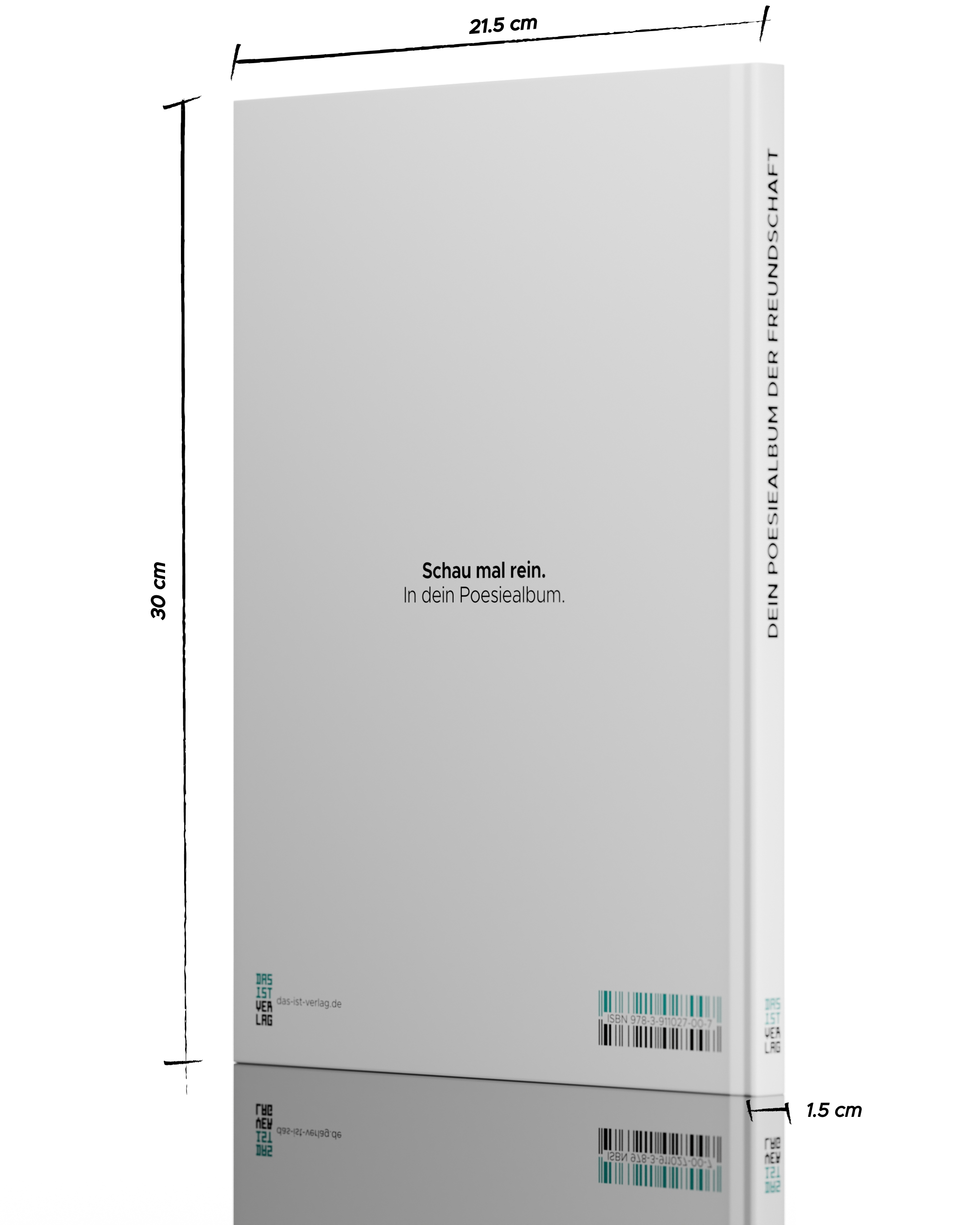 Your Poetry Album of Friendship – back cover with dimensions: 21.5 × 30 × 1.5 cm